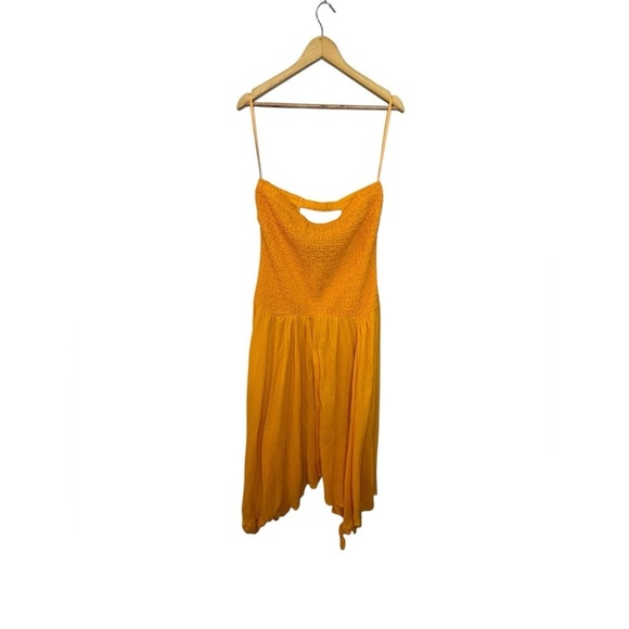 NWT By Anthropologie Strapless Smocked Cover-Up Dress Yellow L - Picture 3 of 11